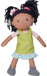 Haba pop Cari - zachte babypop 30cm met kleding en haar