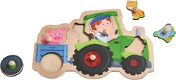 Haba vormenpuzzel dolle trekkerrit houten dierenpuzzel 6 stukjes
