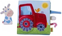 Haba stoffen boek boerderij babyboek met dieren en vingerpop