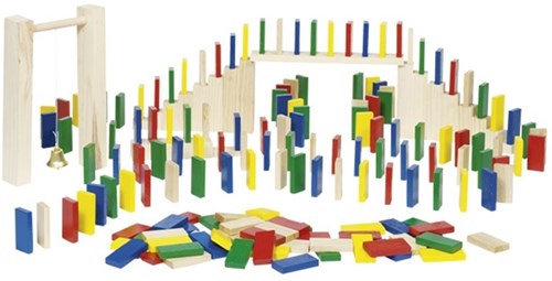 Goki Domino Rally houten speelset - 250 stuks - educatief speelgoed