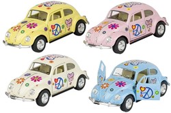 Goki Volkswagen speelgoedauto Beetle 1967 met Flower Power print 1:32