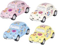 Goki Volkswagen bus speelgoedauto die-cast 1:64 roze bloemen