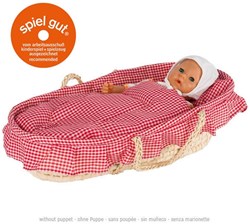 Goki poppenwieg draagwieg met matras en beddengoed rood