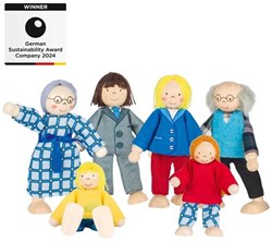 Goki poppenhuis buigpoppen City familie houten speelgoed