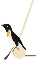 Goki houten duwfiguur pinguïn - stokroller peuterspeelgoed