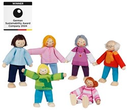 Goki poppenhuis houten poppen flexibel moderne familie 6 stuks speelgoed