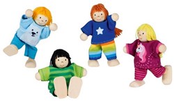 Goki houten poppenhuis poppen flexibel kinderen - set van 4 poppen