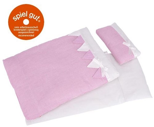 Goki poppenbed beddengoed - roze katoen set voor poppenbed