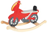 Goki houten hobbelmotor rood - schommelmotor speelgoed