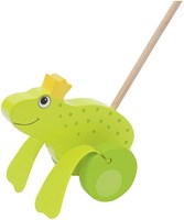 Goki houten duwfiguur kikker koning - push-along speelgoed