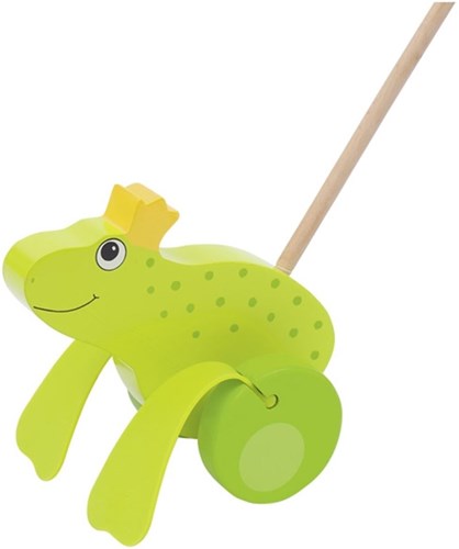 Goki houten duwfiguur kikker koning - push-along speelgoed