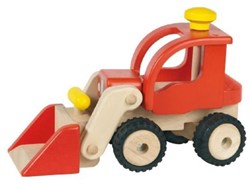 Goki houten graafmachine bouwvoertuig speelgoed rood