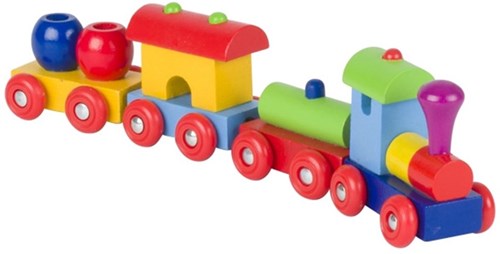 Goki houten trein speelgoed - magnetische wagons - kleurrijk