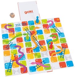 Goki XXL Slangen en Ladders Gezelschapsspel Bordspel Kubus