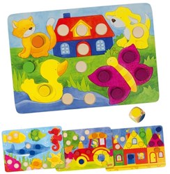 Goki bordspel - kleurendobbelsteen houten familiespel 3+ educatief