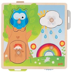 Goki houten vormenpuzzel weer - educatief speelgoed voor kinderen