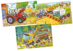 Goki houten puzzel voertuigen - educatief speelgoed set van 3