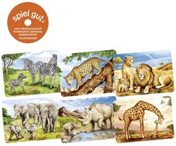 Goki houten puzzel - Afrikaanse dieren legpuzzel voor kinderen - 1 stuk - willekeurig geleverd