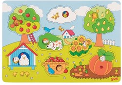 Goki houten vormenpuzzel - educatief speelgoed in de tuin, 8 stukjes