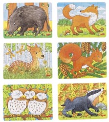 Goki houten puzzel bosdieren - mini legpuzzel 24 stukjes