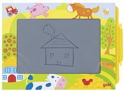 Goki magisch tekenbord karton boerderij 19x13cm speelgoed