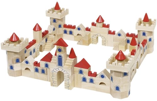 Goki houten bouwblokken kasteel - speelgoed set 145-delig