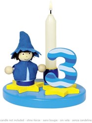 Goki verjaardag kaarsenset jongen - houten decoratie blauw