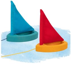 Goki houten zeilboot speelgoed - kleurrijk badspeelgoed voor kinderen