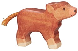 Holztiger houten boerderij speelfiguur Hoogland Kalf bruin