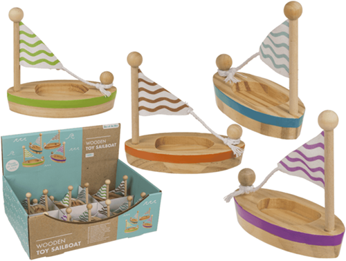 Out of the Blue houten speelgoedbootje - kleurrijk speelgoed voor kinderen