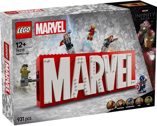 LEGO Marvel bouwset Marvel logo en Avengers minifiguren 76313