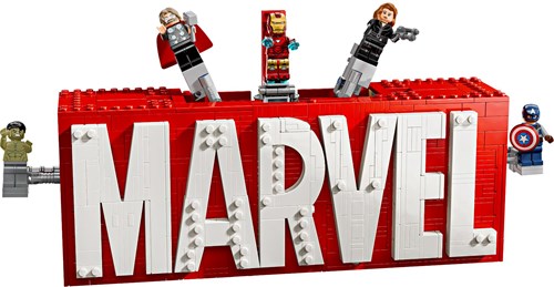 LEGO Marvel bouwset Marvel logo en Avengers minifiguren 76313-2