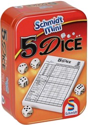 Mini dobbelspel reiseditie - 5 Dice spel in blikje voor onderweg