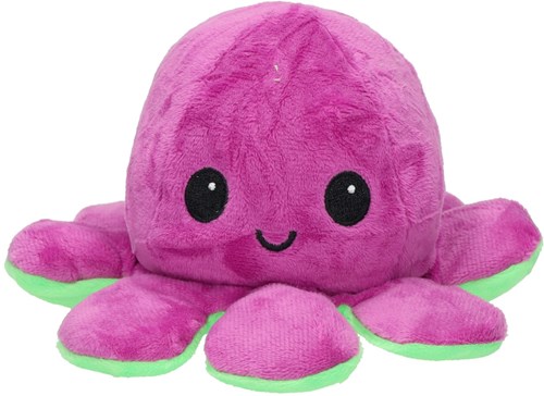 Lobbes pluche octopus knuffel - Mood Octopus 20cm dubbelzijdig speelgoed
