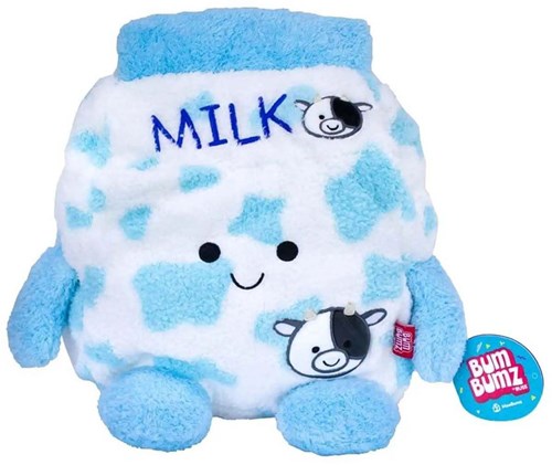 BumBumz knuffel melkpak - pluche speelgoed 30 cm blauw zitzakgevoel