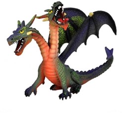 Bullyland speelfiguur draak dubbelkoppig groen fantasie speelgoed 13 cm