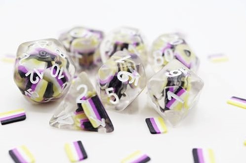 Foam Brain Games dobbelstenen Nonbinary Flag RPG set multicolor-2