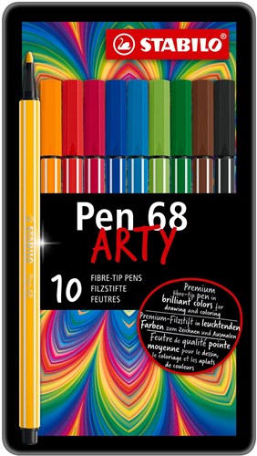STABILO Pen 68 - Viltstift - Metalen Doos Met 10 Stuks
