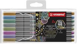 Stabilo premium metallic viltstift etui met 8 kleuren Pen 68