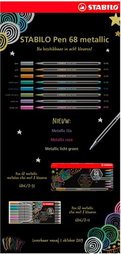 Stabilo premium metallic viltstift etui met 8 kleuren Pen 68-2