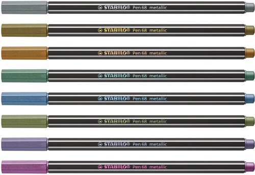 Stabilo premium metallic viltstift etui met 8 kleuren Pen 68-3
