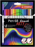 Stabilo premium brush viltstift ARTY etui met 18 kleuren brush