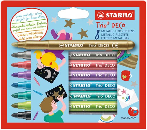 STABILO metallic viltstiften etui 8 kleuren - extra dikke punt-3