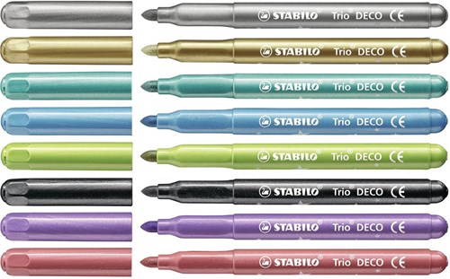 STABILO metallic viltstiften etui 8 kleuren - extra dikke punt-2