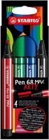 STABILO Pen 68 MAX ARTY - Viltstift Met Dikke Beitelpunt - Set 4 Stuks