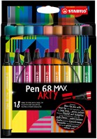STABILO Pen 68 MAX ARTY - Viltstift Met Dikke Beitelpunt - Set 18 Stuks