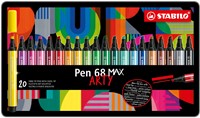 STABILO Pen 68 MAX ARTY - Viltstift Met Dikke Beitelpunt - Set 20 Stuks