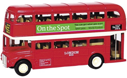 Goki London Bus metalen speelgoedbus met pull-back motor 12 cm