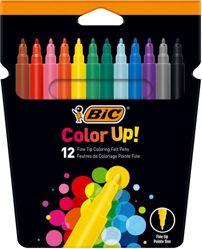 BIC kleurstiften Color Up! set van 12 stuks - fijne punt - multi kleuren