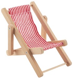 Goki houten ligstoel poppenhuis rood wit - poppenmeubel FSC